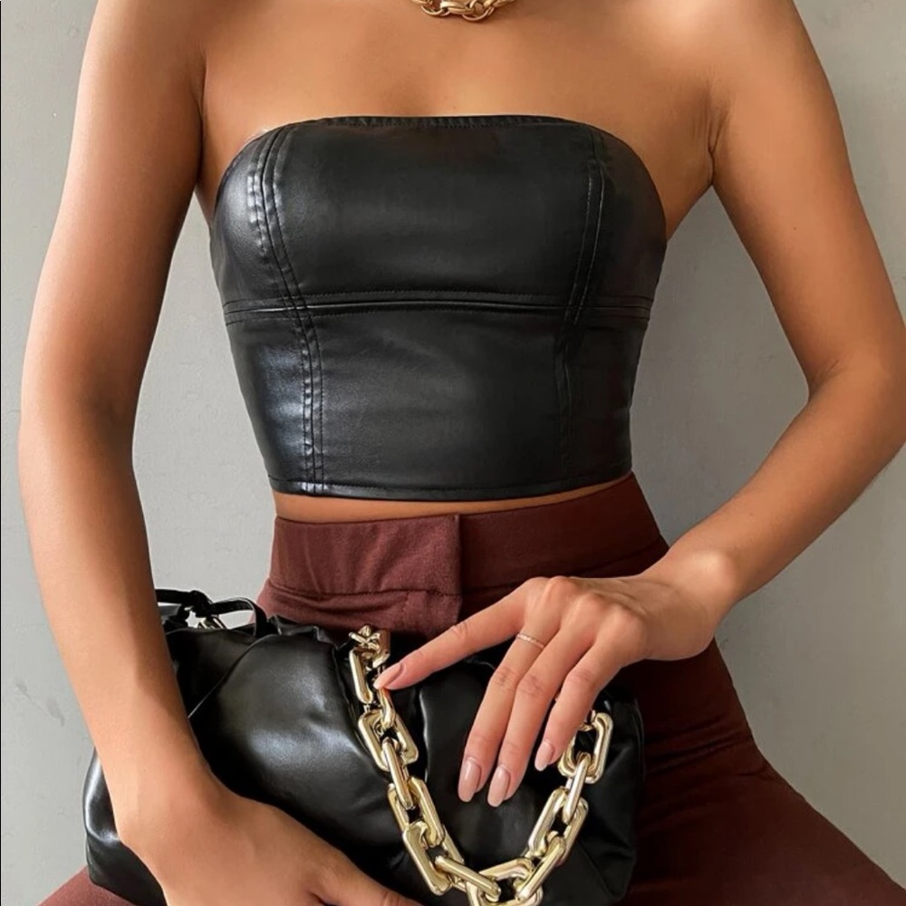 Faux Leather Tube Top